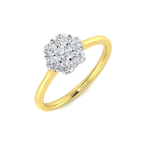 0.50Ct 7 Stone Diamond Cluster Ring in 10K/14K gold and platinum with certified lab-grown or natural diamonds
