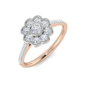 Floral Halo Diamond Ring 0.50ct in 10K/14K gold and platinum with certified lab-grown or natural diamonds