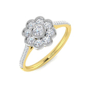 Floral Halo Diamond Ring 0.50ct in 10K/14K gold and platinum with certified lab-grown or natural diamonds
