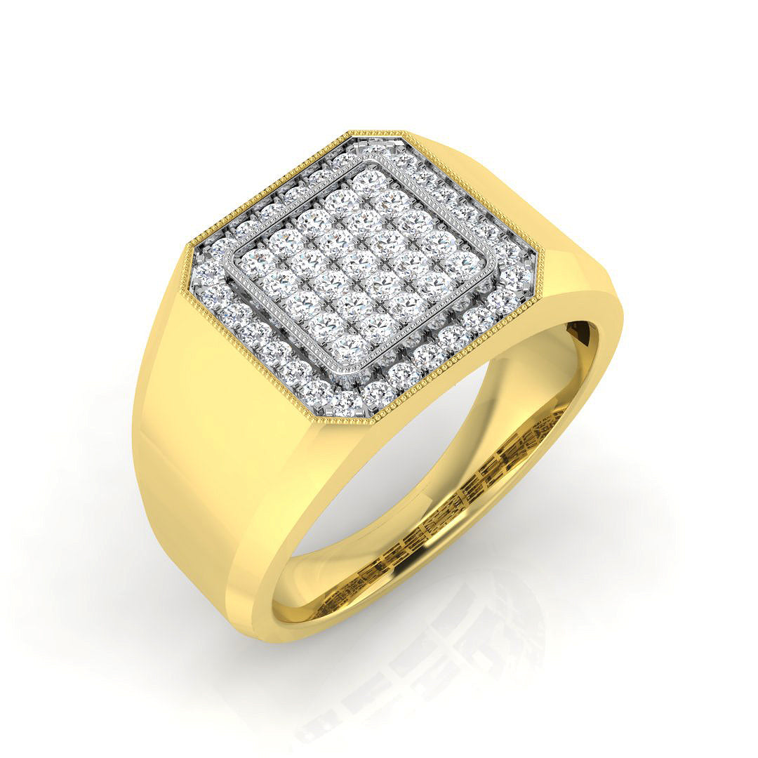 Lab-Grown Round Cut Diamond Signet Ring in 10K/14K gold and platinum with certified lab-grown or natural diamonds