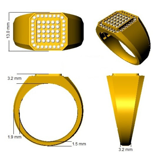 Lab-Grown Round Cut Diamond Signet Ring in 10K/14K gold and platinum with certified lab-grown or natural diamonds