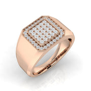 Lab-Grown Round Cut Diamond Signet Ring in 10K/14K gold and platinum with certified lab-grown or natural diamonds