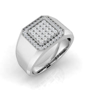Lab-Grown Round Cut Diamond Signet Ring in 10K/14K gold and platinum with certified lab-grown or natural diamonds