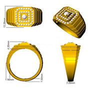 Men's Octagonal Pave Diamond Ring in 10K/14K gold and platinum with certified lab-grown or natural diamonds