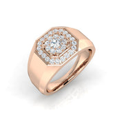 Men’s Octagonal Halo Diamond Ring in 10K/14K gold and platinum with certified lab-grown or natural diamonds