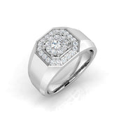 Men’s Octagonal Halo Diamond Ring in 10K/14K gold and platinum with certified lab-grown or natural diamonds