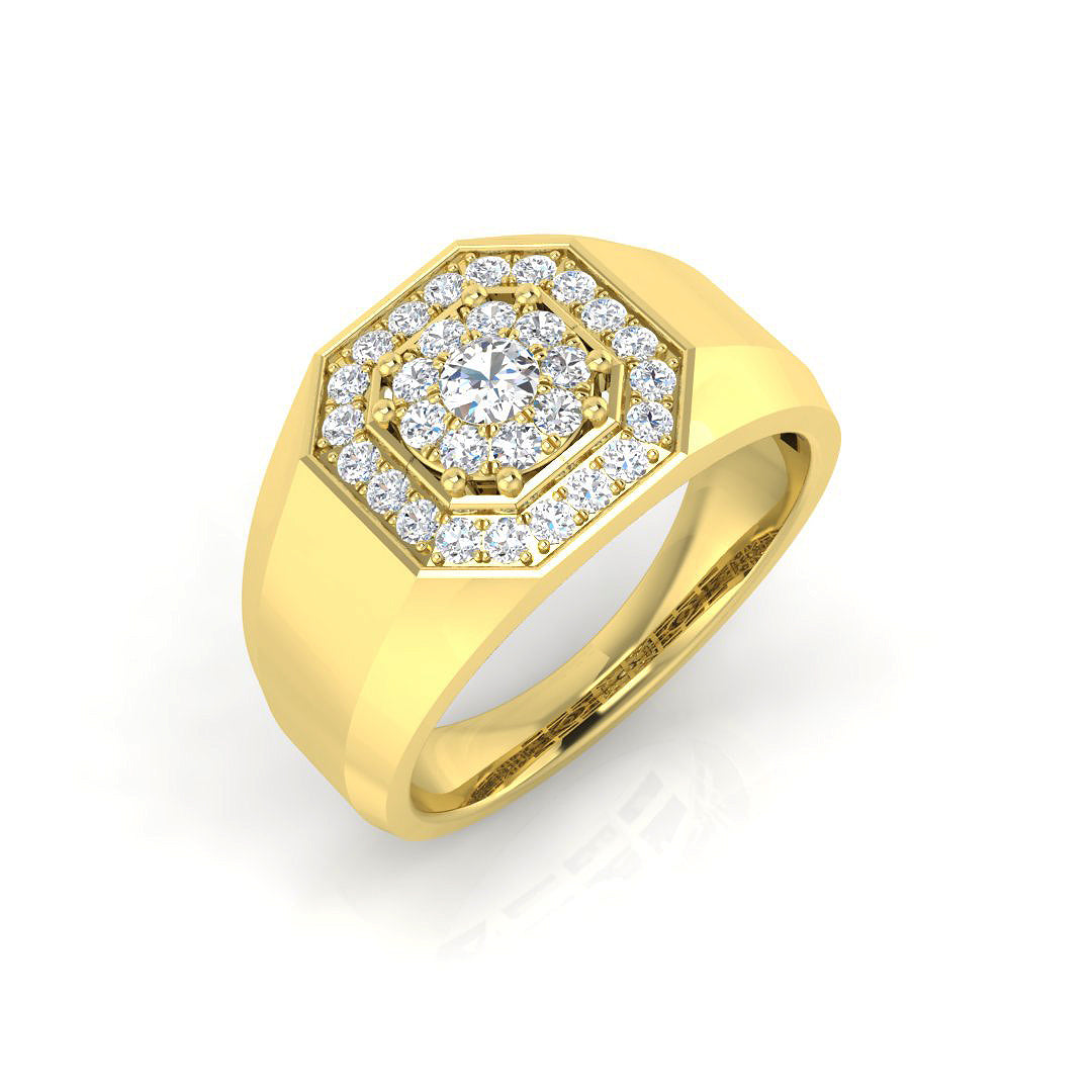 Men’s Octagonal Halo Diamond Ring in 10K/14K gold and platinum with certified lab-grown or natural diamonds