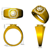 Men’s Octagonal Halo Diamond Ring in 10K/14K gold and platinum with certified lab-grown or natural diamonds