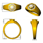 Men's Diamond Cluster Ring in 10K/14K gold and platinum with certified lab-grown or natural diamonds