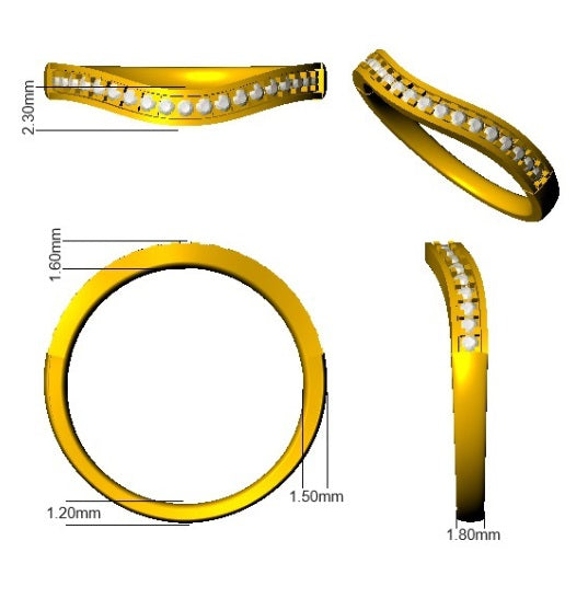Milgrain Diamond Wishbone Ring in 10K/14K gold and platinum with certified lab-grown or natural diamonds