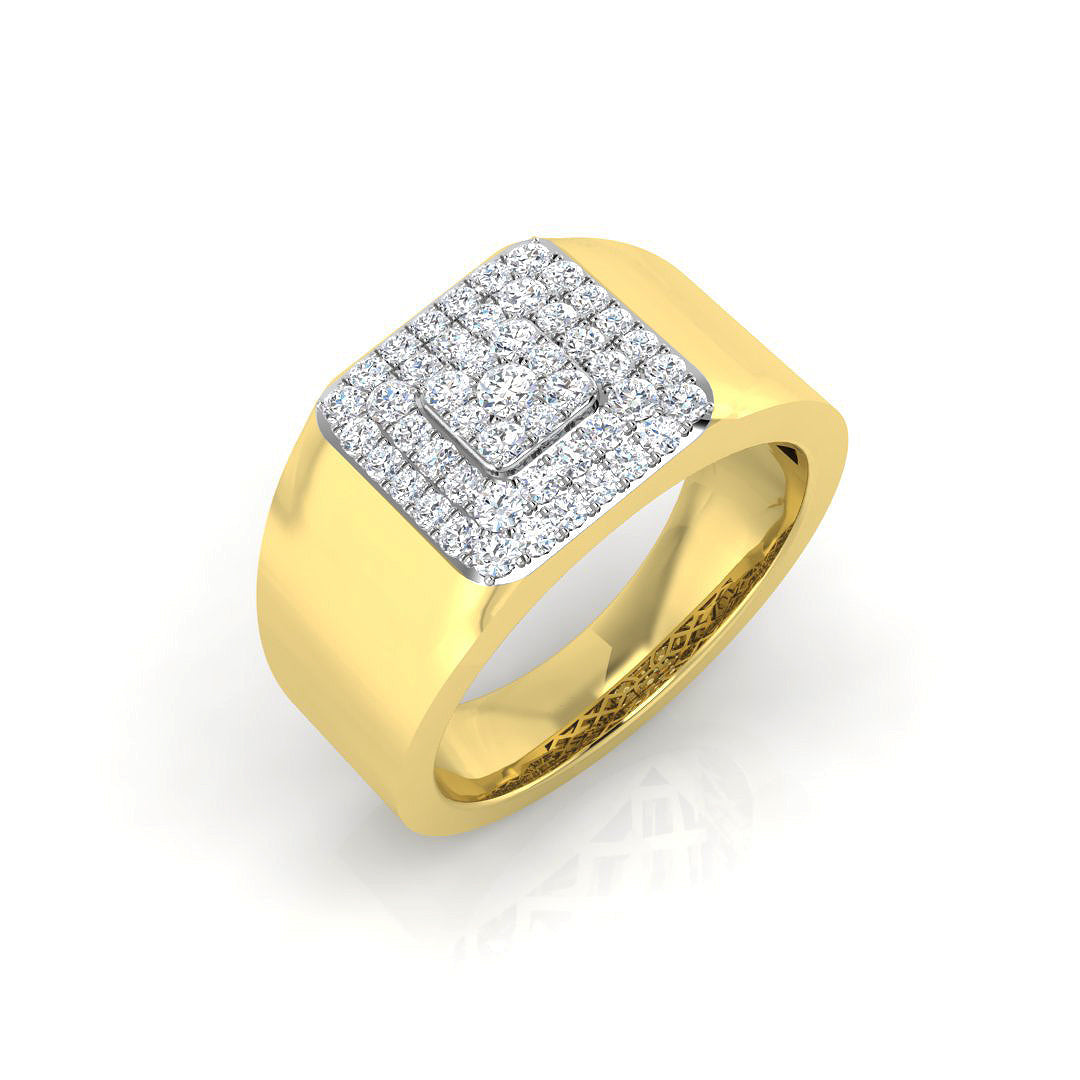 Luxury Diamond Signet Ring in 10K/14K gold and platinum with certified lab-grown or natural diamonds