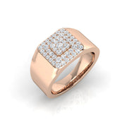 Luxury Diamond Signet Ring in 10K/14K gold and platinum with certified lab-grown or natural diamonds