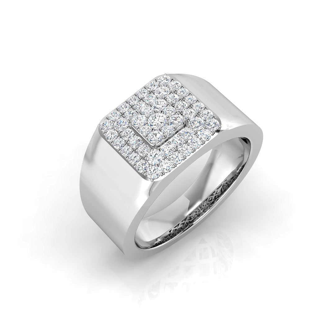 Luxury Diamond Signet Ring in 10K/14K gold and platinum with certified lab-grown or natural diamonds
