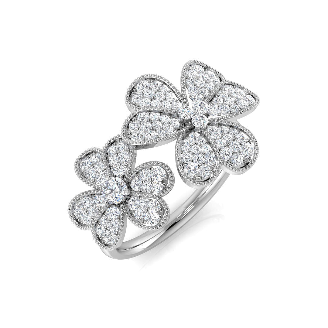 Double Flower Diamond Cluster Ring 0.50 in 10K/14K gold and platinum with certified lab-grown or natural diamonds