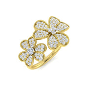 Double Flower Diamond Cluster Ring 0.50 in 10K/14K gold and platinum with certified lab-grown or natural diamonds