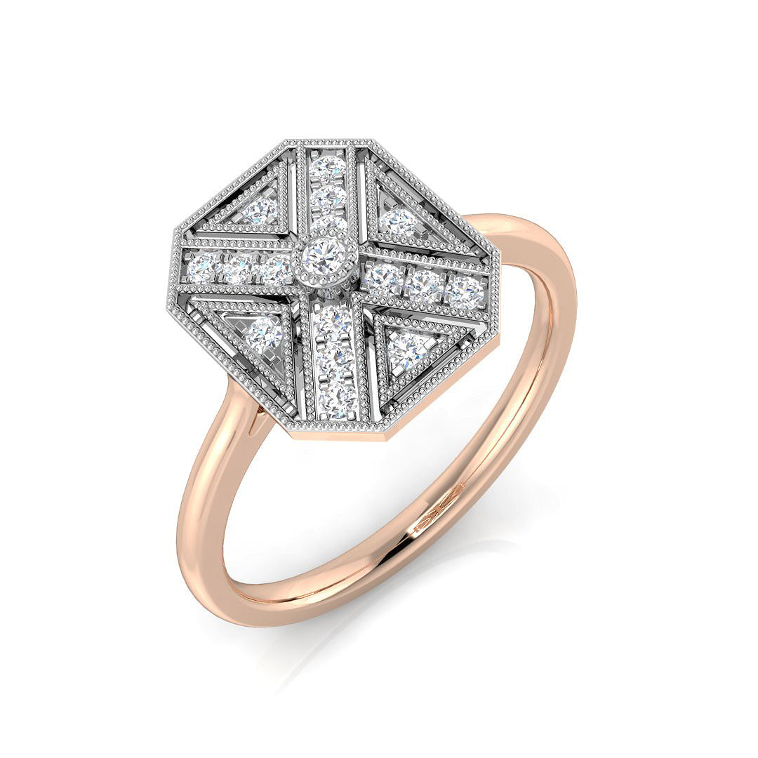 Diamond Briktol Vintage Ring in 10K/14K gold and platinum with certified lab-grown or natural diamonds