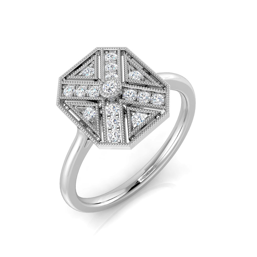 Diamond Briktol Vintage Ring in 10K/14K gold and platinum with certified lab-grown or natural diamonds