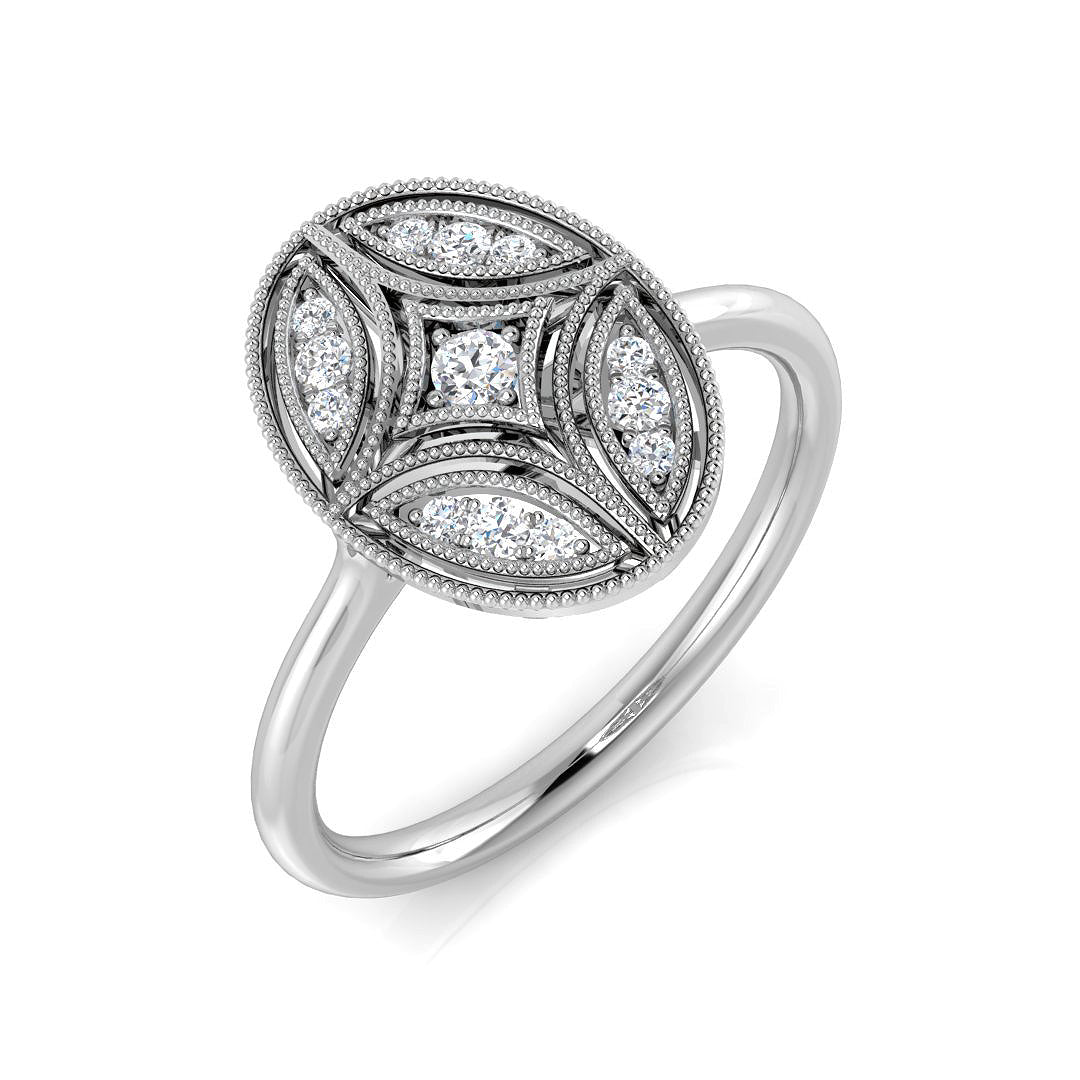 Diamond Cabterbury Vintage Ring in 10K/14K gold and platinum with certified lab-grown or natural diamonds