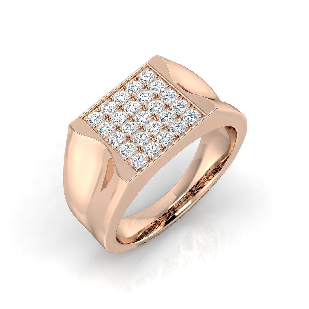 Men’s Diamond Pave Set Signet Ring in Gold & in 10K/14K gold and platinum with certified lab-grown or natural diamonds