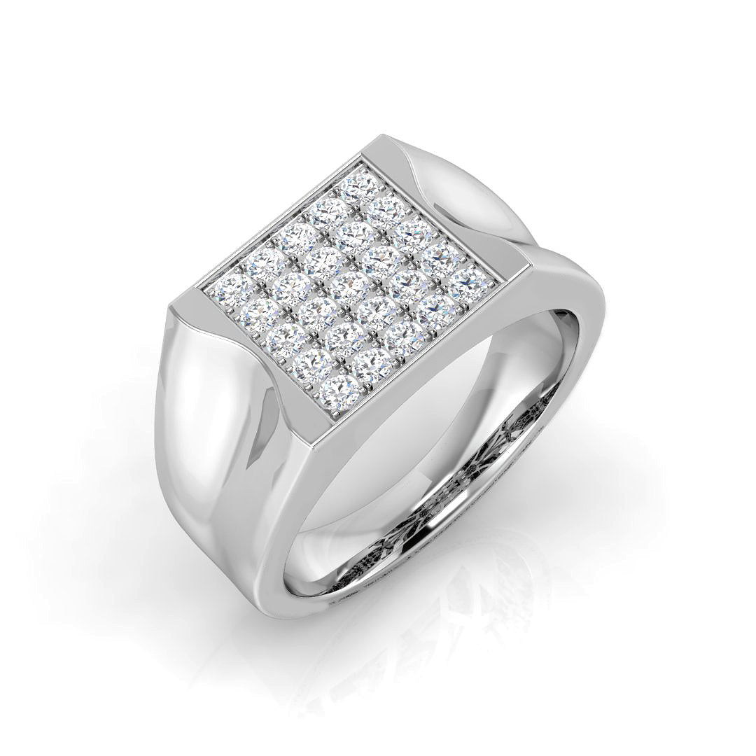 Men’s Diamond Pave Set Signet Ring in Gold & in 10K/14K gold and platinum with certified lab-grown or natural diamonds