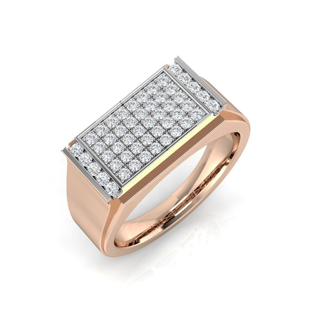 Diamond Pebrith Signet Ring in 10K/14K gold and platinum with certified lab-grown or natural diamonds