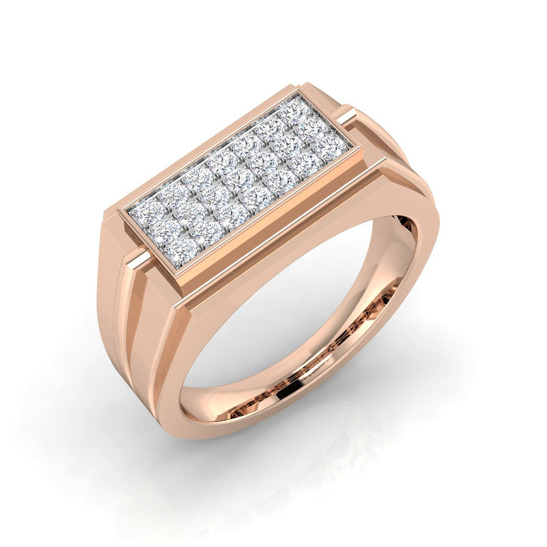 Men's Diamond Signet Ring in 10K/14K gold and platinum with certified lab-grown or natural diamonds