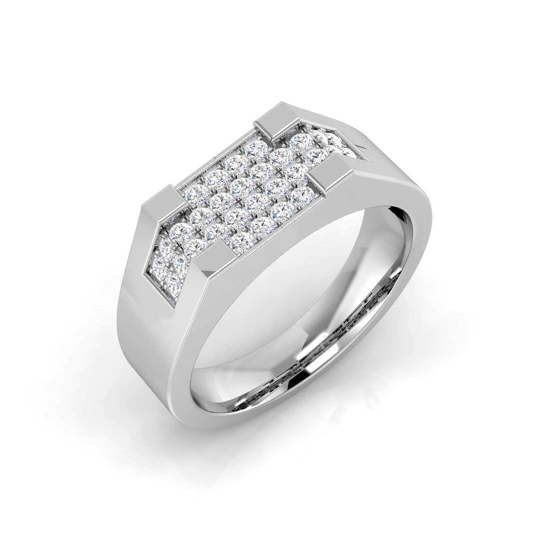 Men's Diamond Pave-Set Ring in 10K/14K gold and platinum with certified lab-grown or natural diamonds