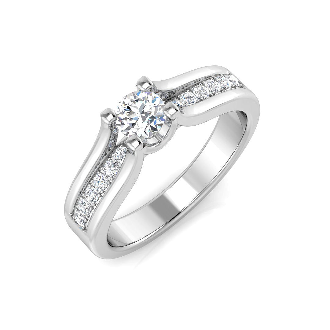 Lab-Grown Diamond Engagement Ring with Side Stones in 10K/14K gold and platinum with certified lab-grown or natural diamonds