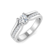 Lab-Grown Diamond Engagement Ring with Side Stones in 10K/14K gold and platinum with certified lab-grown or natural diamonds