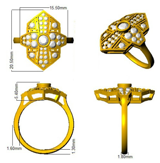 Lab-Grown Diamond Vintage Ring in 10K/14K gold and platinum with certified lab-grown or natural diamonds
