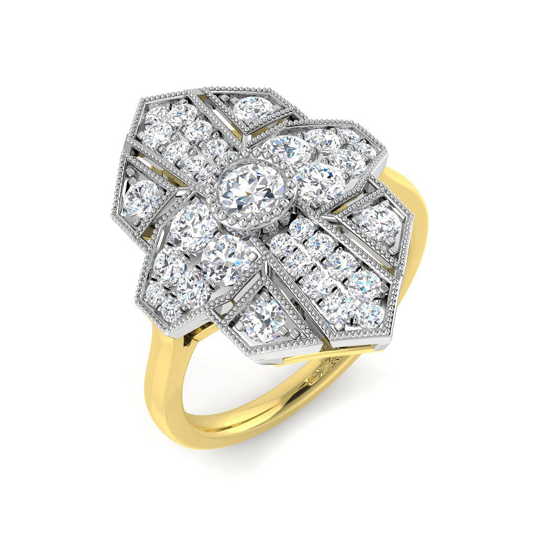 Lab-Grown Diamond Vintage Ring in 10K/14K gold and platinum with certified lab-grown or natural diamonds