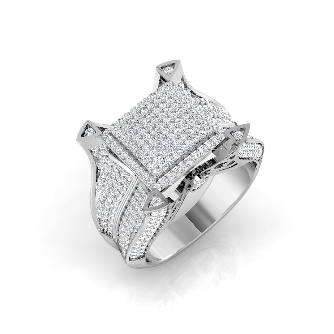 Diamond Carlikle Signet Ring in 10K/14K gold and platinum with certified lab-grown or natural diamonds