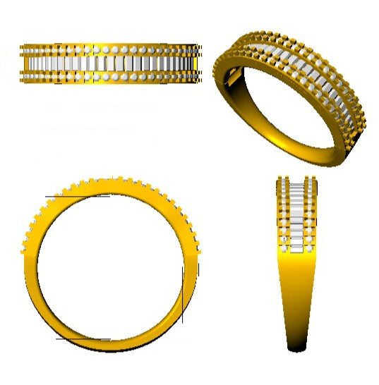 Lab-Grown Diamond Baguette & Round Brilliant Cut Half Eternity Ring in 10K/14K gold and platinum with certified lab-grown or natural diamonds