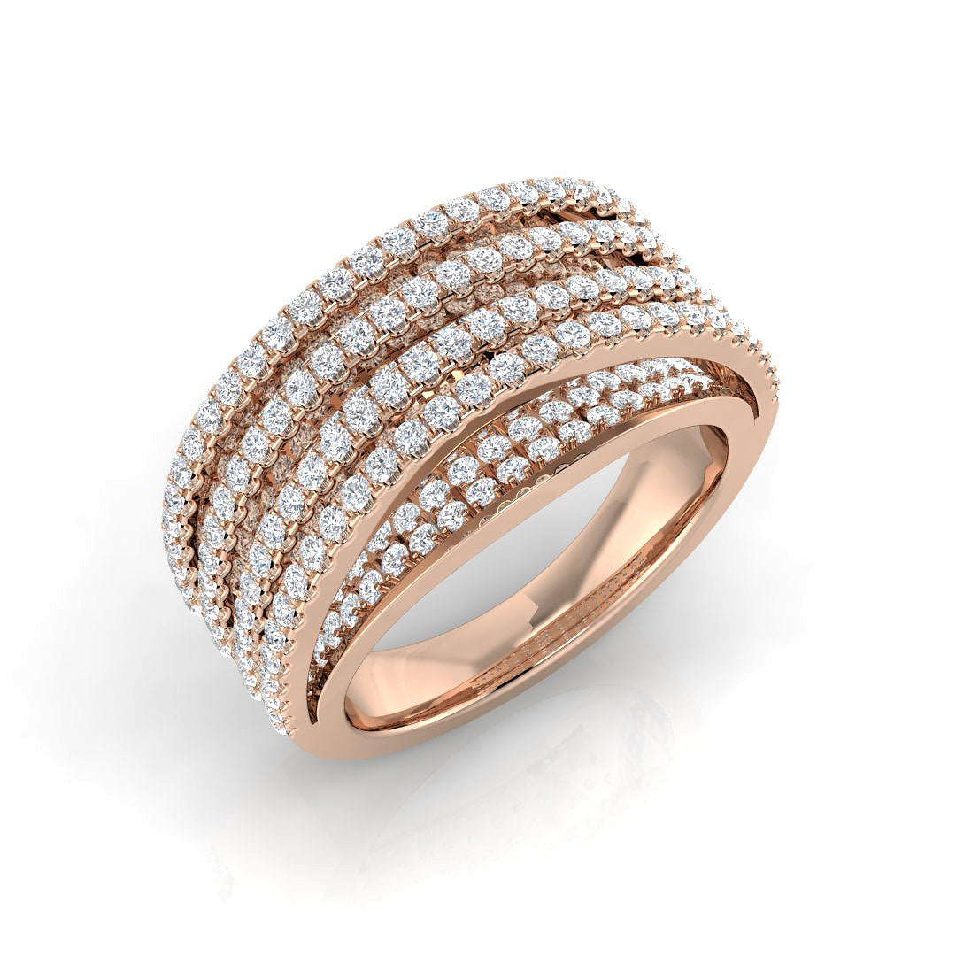 3.0Ct Wide Criss-Cross Diamond Statement Ring in 10K/14K gold and platinum with certified lab-grown or natural diamonds