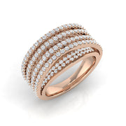 3.0Ct Wide Criss-Cross Diamond Statement Ring in 10K/14K gold and platinum with certified lab-grown or natural diamonds