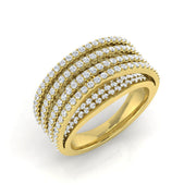 3.0Ct Wide Criss-Cross Diamond Statement Ring in 10K/14K gold and platinum with certified lab-grown or natural diamonds
