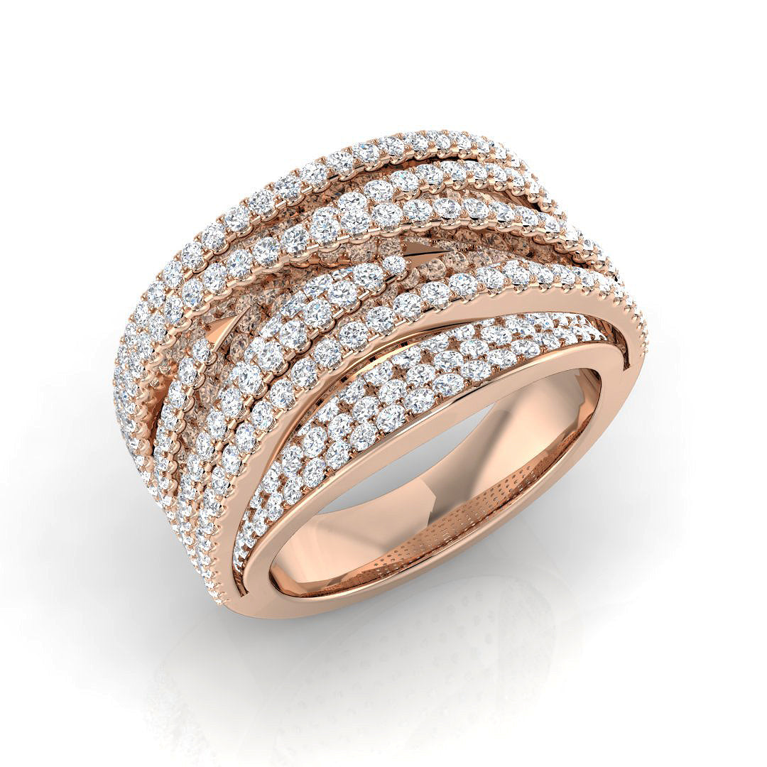 Luxury 3.0Ct Wide Criss-Cross Diamond Statement Ring in 10K/14K gold and platinum with certified lab-grown or natural diamonds