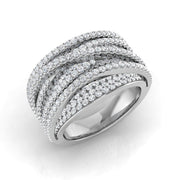 Luxury 3.0Ct Wide Criss-Cross Diamond Statement Ring in 10K/14K gold and platinum with certified lab-grown or natural diamonds