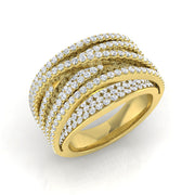 Luxury 3.0Ct Wide Criss-Cross Diamond Statement Ring in 10K/14K gold and platinum with certified lab-grown or natural diamonds