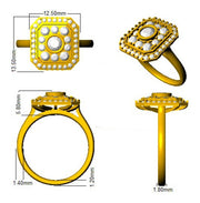 Art Deco Double Halo Diamond Octagon Vintage Ring in 10K/14K gold and platinum with certified lab-grown or natural diamonds