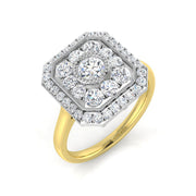 Art Deco Double Halo Diamond Octagon Vintage Ring in 10K/14K gold and platinum with certified lab-grown or natural diamonds