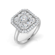 Art Deco Double Halo Diamond Octagon Vintage Ring in 10K/14K gold and platinum with certified lab-grown or natural diamonds