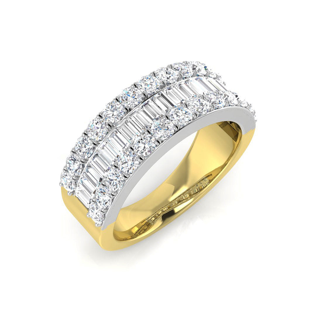 Lab-Grown Diamond Baguette & Round Brilliant Cut Half Eternity Ring in 10K/14K gold and platinum with certified lab-grown or natural diamonds