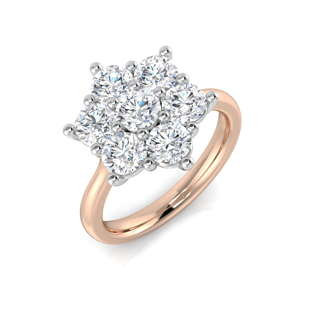 Lab-Grown Round Diamond Cluster Flower Ring in 10K/14K gold and platinum with certified lab-grown or natural diamonds