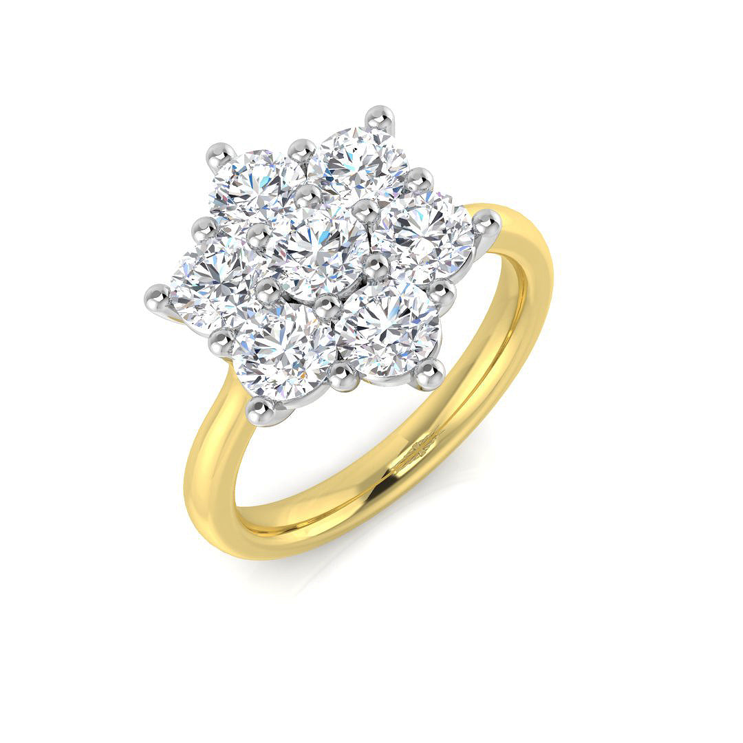 Lab-Grown Round Diamond Cluster Flower Ring in 10K/14K gold and platinum with certified lab-grown or natural diamonds