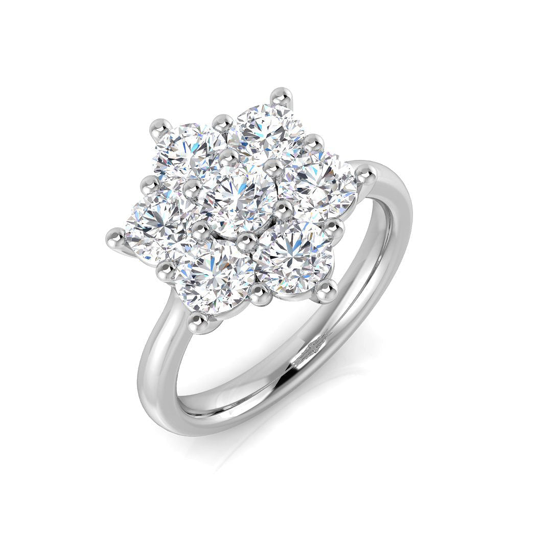 Lab-Grown Round Diamond Cluster Flower Ring in 10K/14K gold and platinum with certified lab-grown or natural diamonds