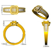 Baguette & Round Diamond Halo Style Multi-Stone Engagement Ring in 10K/14K gold and platinum with certified lab-grown or natural diamonds
