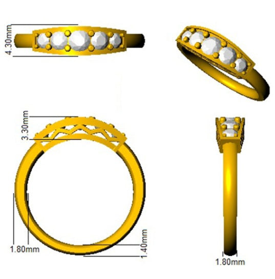 Five-Stone Diamond Ring in 10K/14K gold and platinum with certified lab-grown or natural diamonds