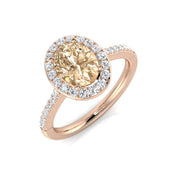 Morganite Diamond Halo Engagement Ring in 10K/14K gold and platinum with certified lab-grown or natural diamonds