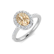 Morganite Diamond Halo Engagement Ring in 10K/14K gold and platinum with certified lab-grown or natural diamonds